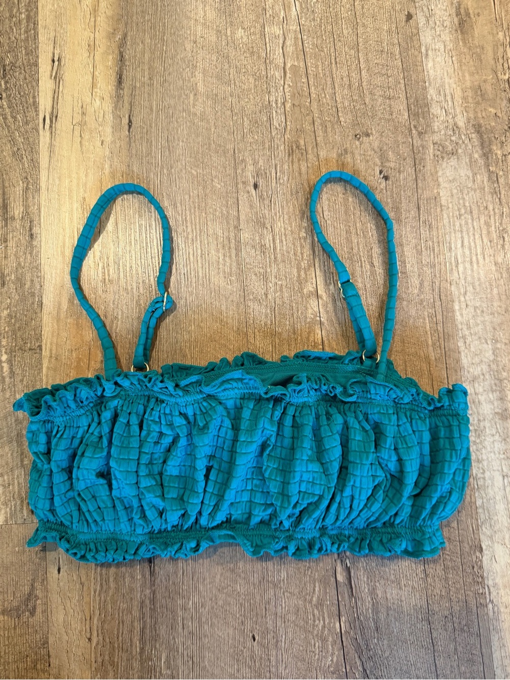 Billabong Teal Ruffle Bikini Top